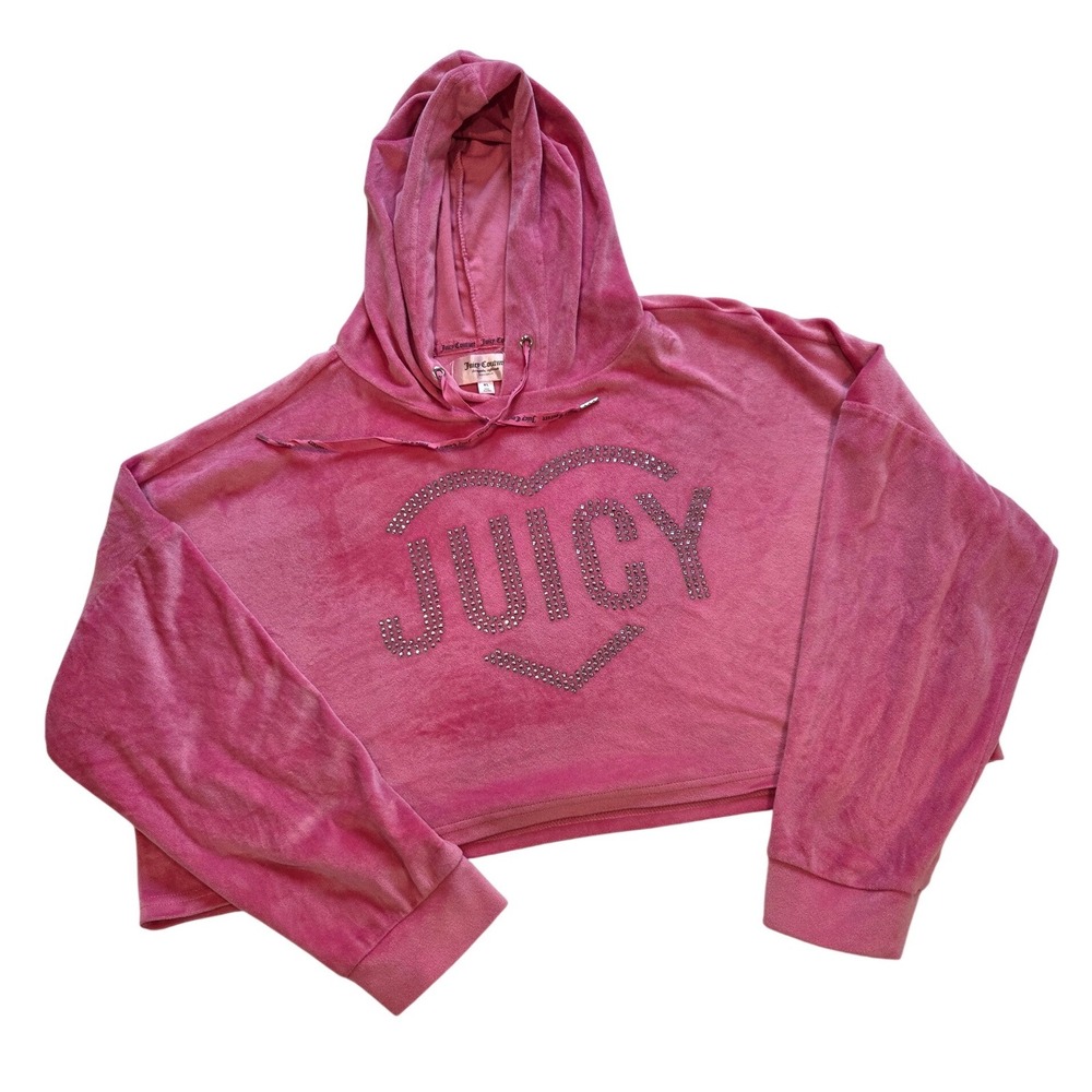 Juicy Couture Bright Pink Soft Pullover Hoodie Velour PJ'S XL